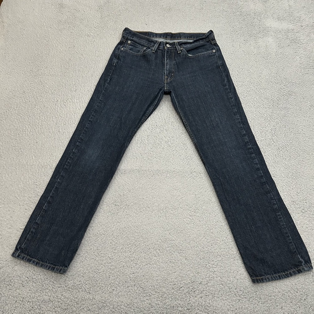 Levis Jeans Mens 32x32 Blue Denim 514 Straight American Dark Wash Cotton Adult